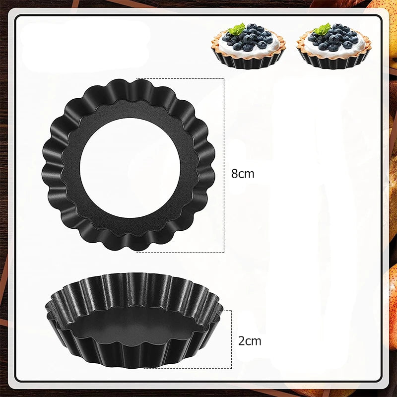 8cm Non-Stick Carbon Steel Mini Tart Pans with Removable Bottoms – Fluted Egg Tart Moulds – Great for Tarts, Quiches & Cupcakes – Available in 4 Pieces, 6 Pieces, 8 Pieces & 10 Pieces