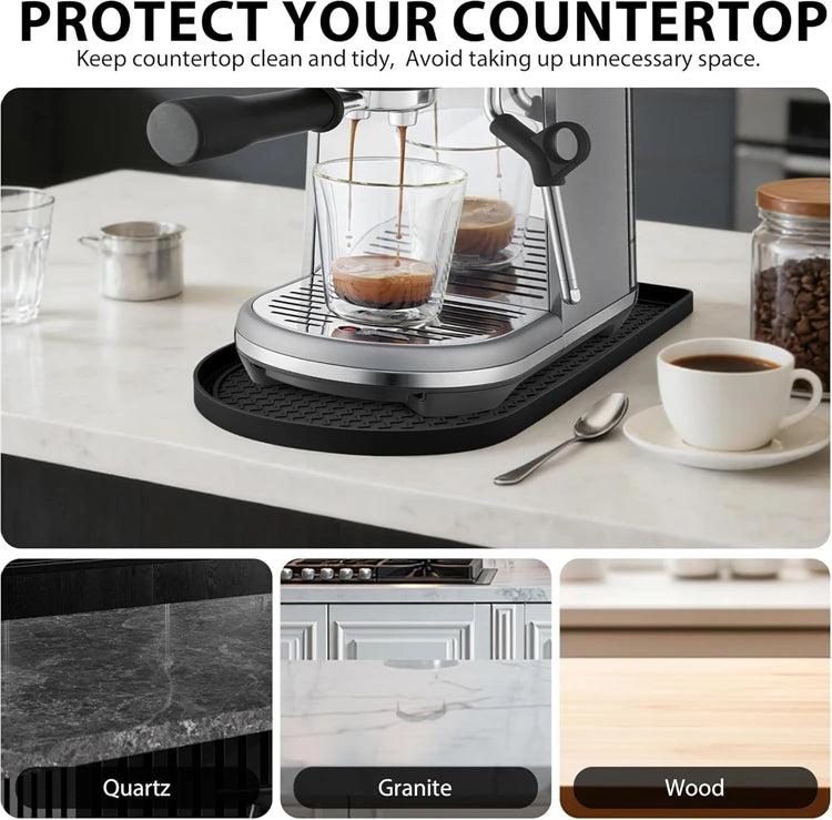 Silicone Coffee Machine Mat with Raised Edges – Non-Slip Leak-Proof Countertop Mat – Ideal for Espresso Machines & Coffee Makers – Available in 20cm & 30cm
