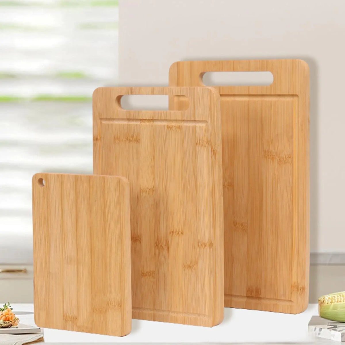 Thick Bamboo Chopping Board – Wooden Cutting & Serving Board for Meat, Vegetables, Bread & Charcuterie – Available in 3 Sizes