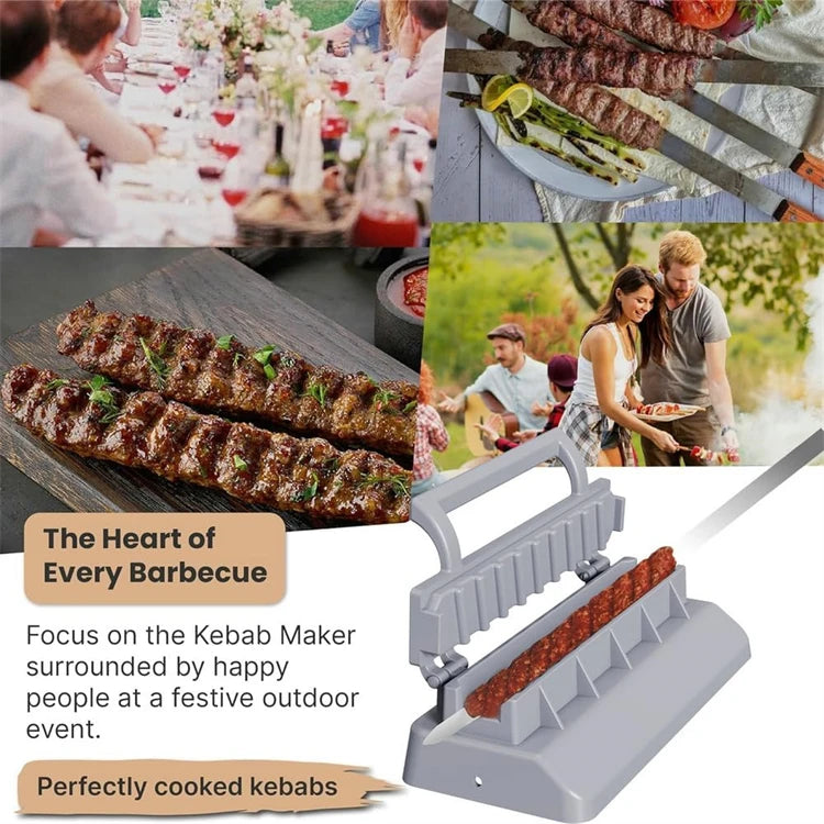 Large Kebab Maker Press with Skewers – Manual Kofta & Kabob Mould – Great for Making Even BBQ Kebabs at Home