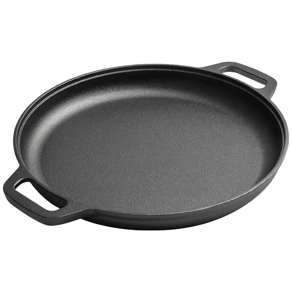 Cast Iron Pizza & Crepe Griddle Pan – Dual-Handle Skillet for Pancakes, BBQ, and Outdoor Cooking. Available Sizes: 30cm and 35cm