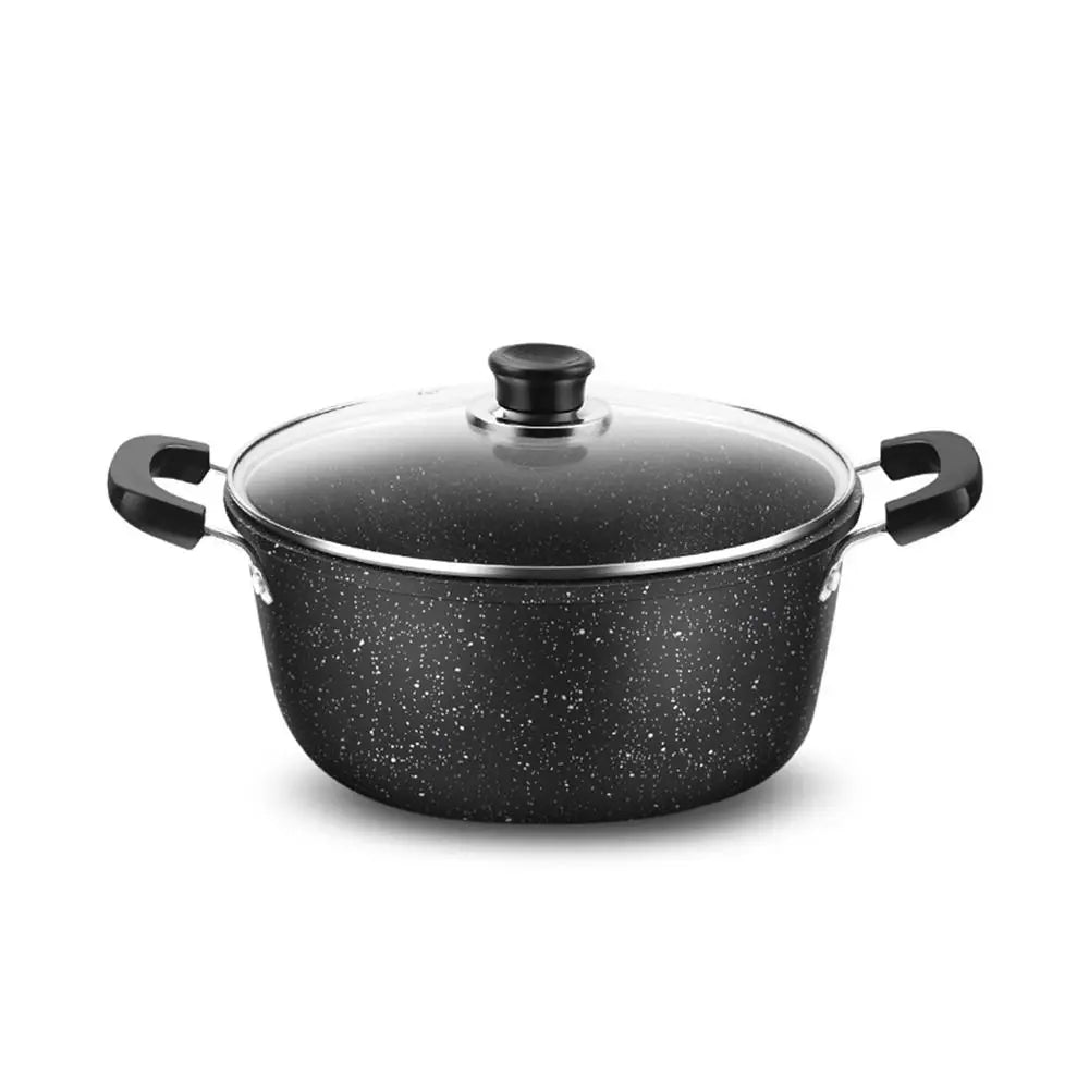 Maifan Stone Coated Non-Stick Stock Pot with Glass Lid & Double Handle Design – Deep Cooking Pot for Soups, Stews, Pasta, Simmering, Sautéing, Curries & One-Pot Family Meals – Compatible with Gas, Electric & Induction  – Available in 22cm & 26cm
