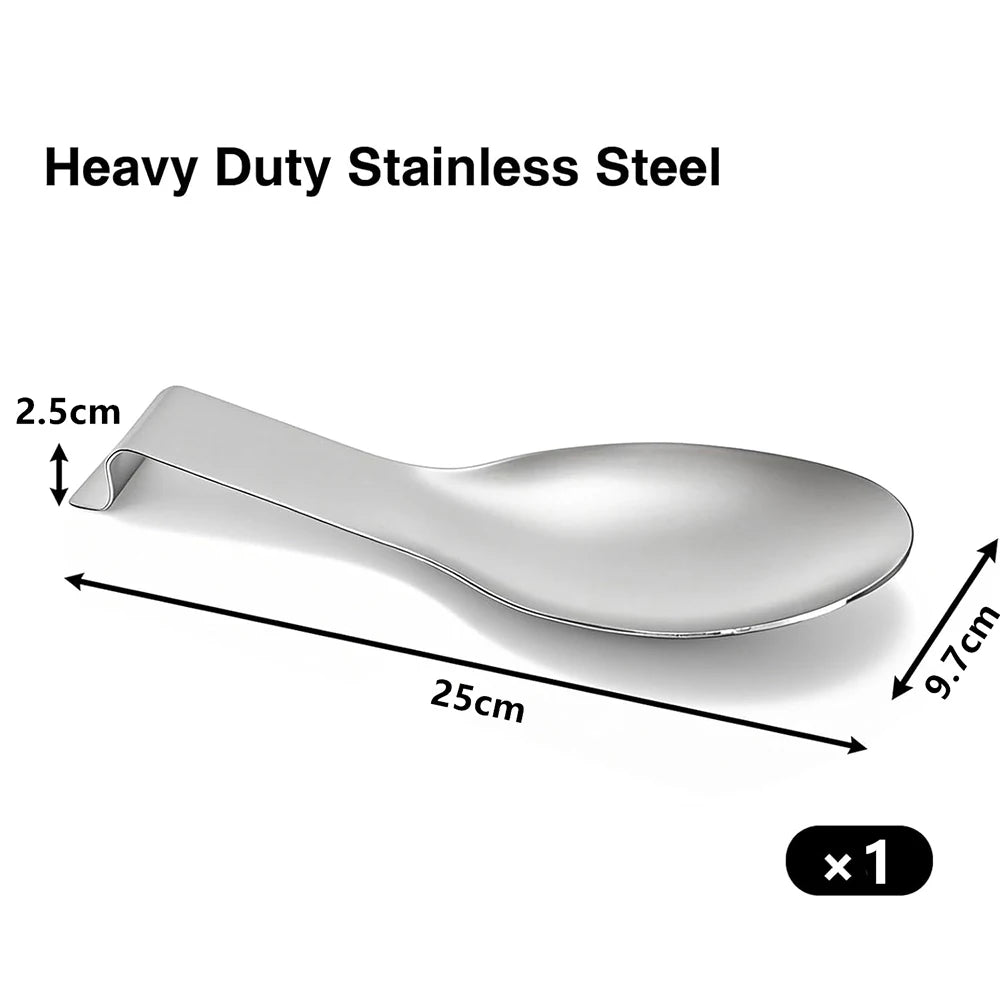 Large Stainless Steel Spoon Rest – Spatula & Ladle Holder for Worktop & Stove Top – Great for Keeping Cooking Utensils Tidy – Available in Gold & Silver Colours