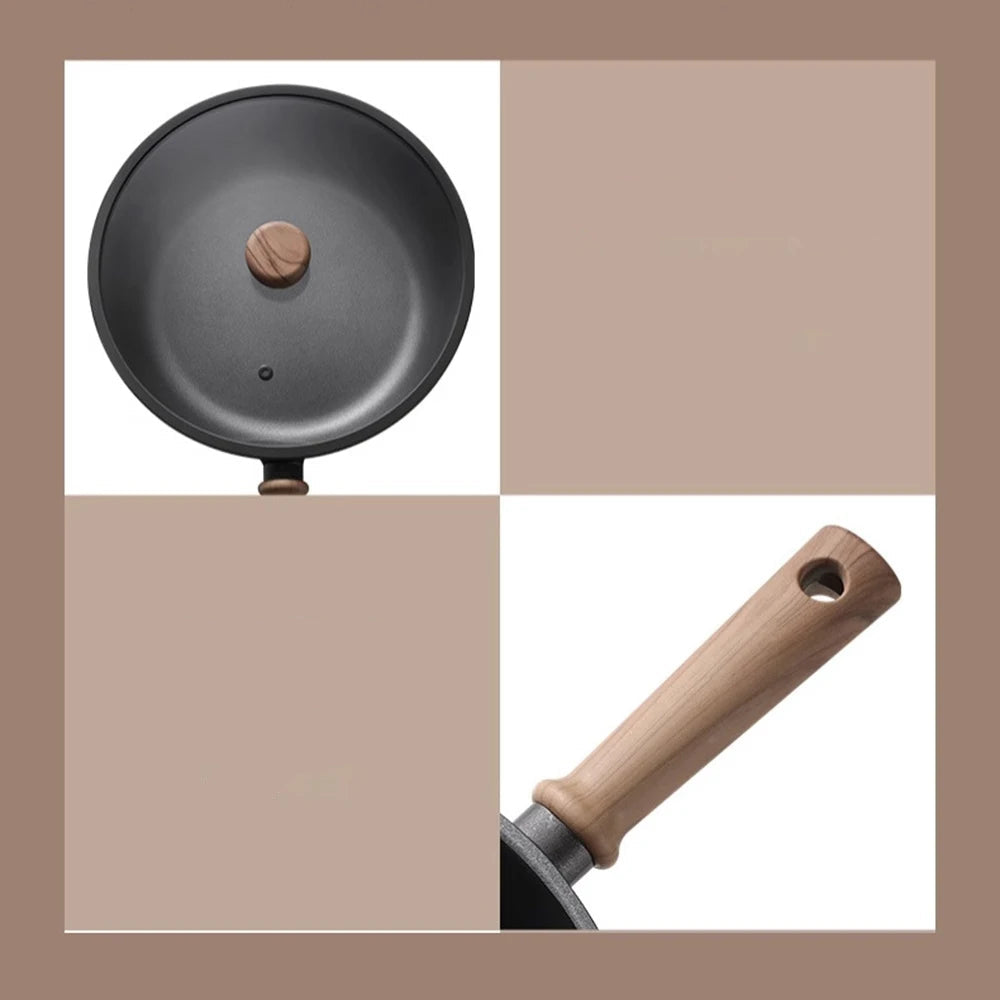 28Cm Titanium Nonstick Deep Frying Pan with Glass Lid  For Induction Electric Gas Stoves Eco Friendly Cookware
