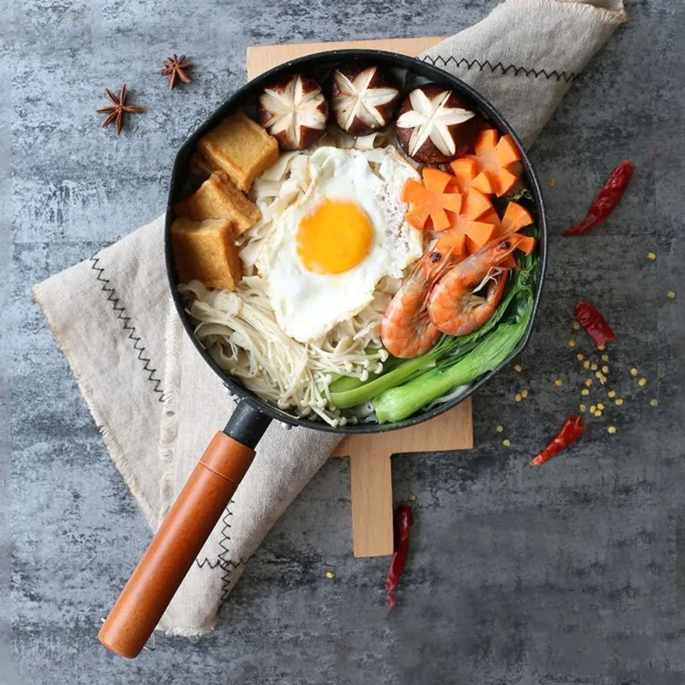 Non-Stick Soup Pot with Wooden Handle – Stone-Coated Milk Pan & Noodle Pot – Best for Soups, Noodles & Milk – Available in 16cm, 18cm, 20cm & 22cm