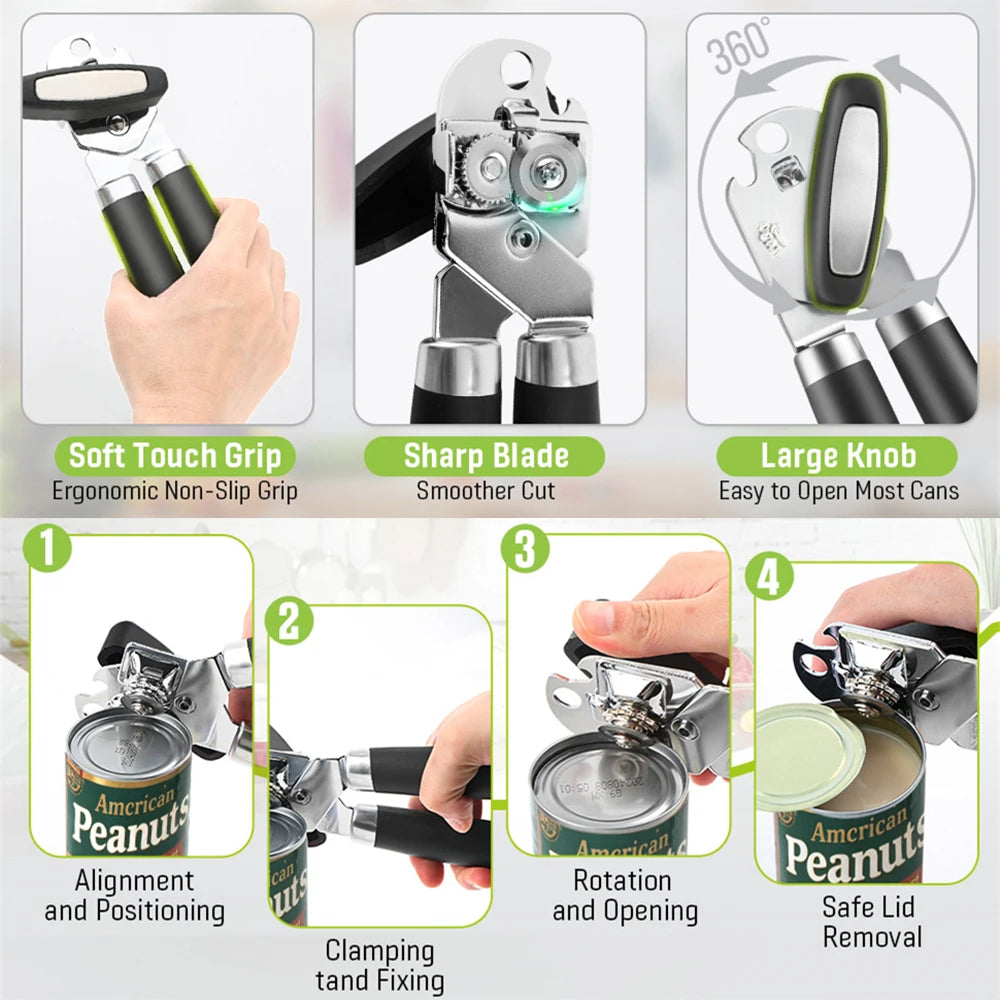 Manual Can Opener with Bottle Opener — Set of 2