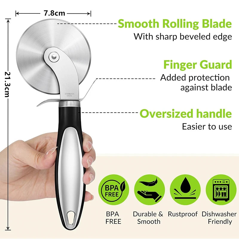 Stainless Steel Pizza Cutter Wheel with Non-Slip Handle