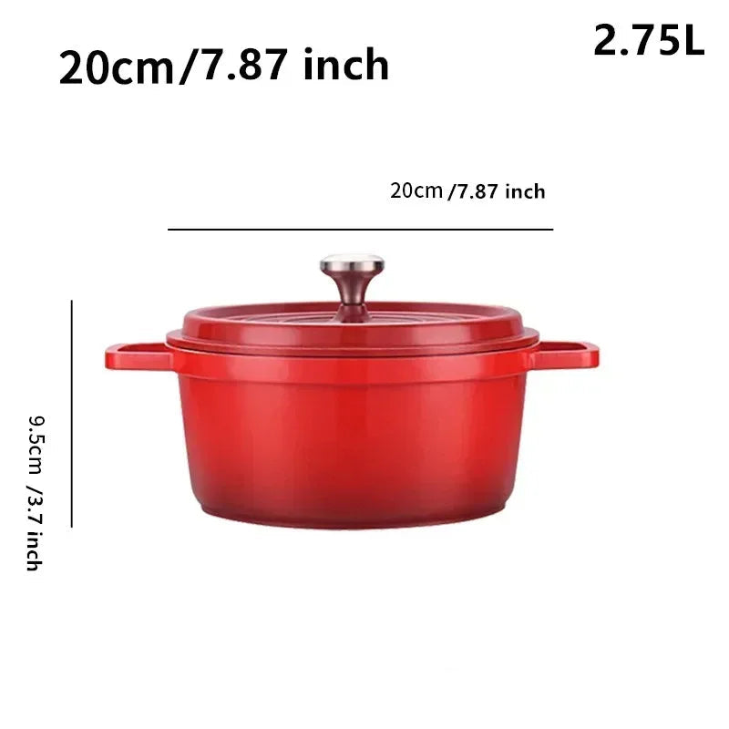 Non-Stick Cast Aluminium Enamelled Cooking Pot with Lid - Available in 2.75L & 4.75L