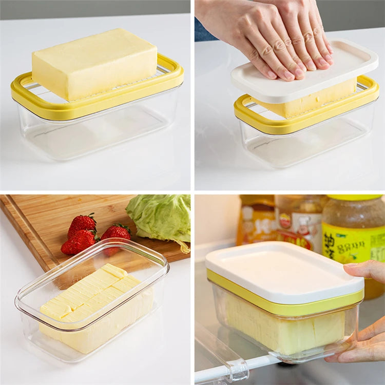 Stainless Steel Butter Dish with Lid & Cutter – Rectangle Butter Keeper & Container – Perfect for Storing & Slicing Butter in the Fridge