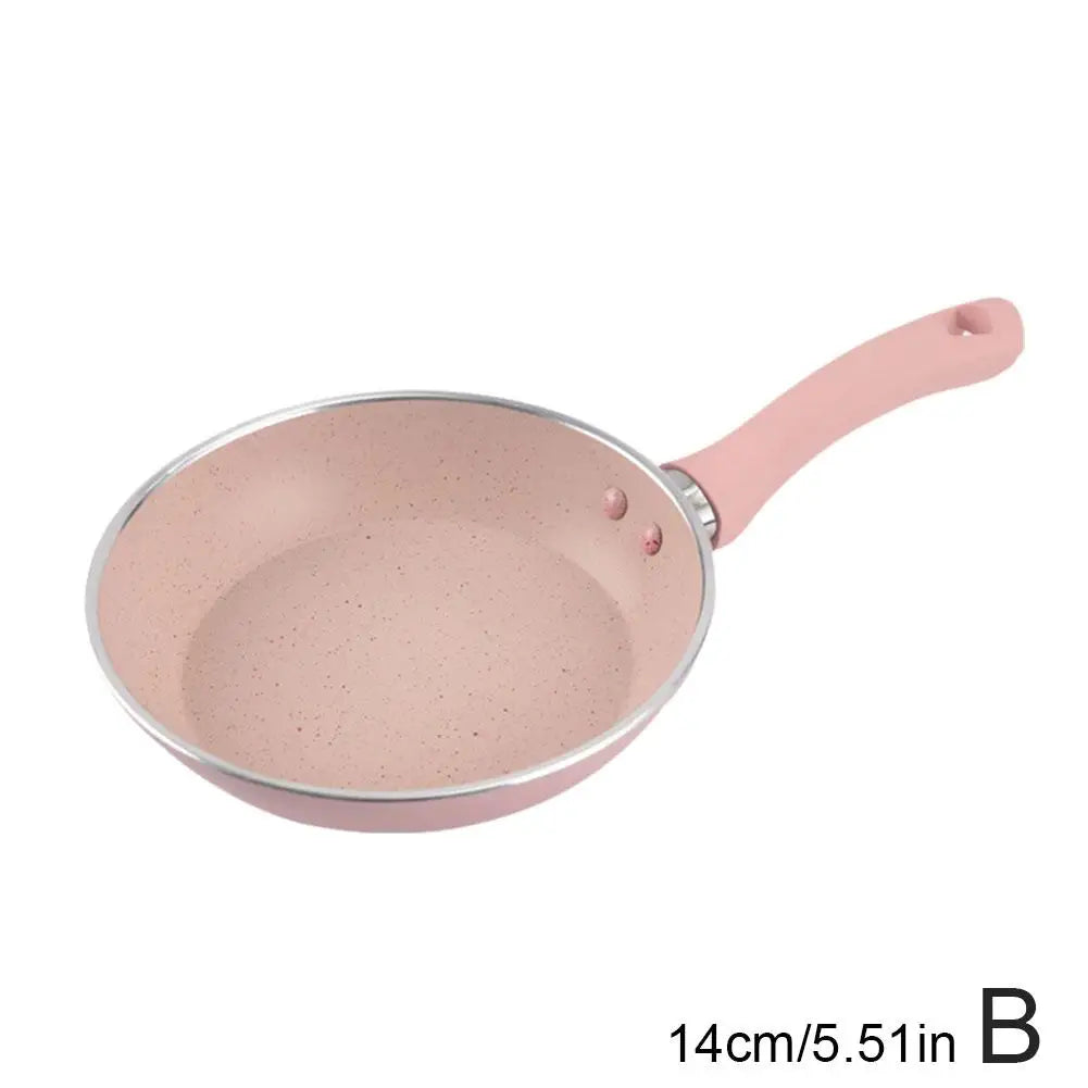 Pink Mini Non-Stick Egg Frying Pan – Marble-Coated Flat-Bottom Breakfast Pan – Ideal for Single Eggs, Pancakes & Small Portions – Available in 12cm & 14cm