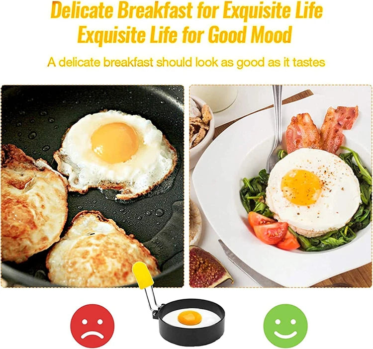 Stainless Steel Non-Stick Egg Rings – Round Egg Cooker Moulds for Frying – Best for Fried Eggs, Egg Muffins & Pancakes – Available in 2 Pieces & 4 Pieces