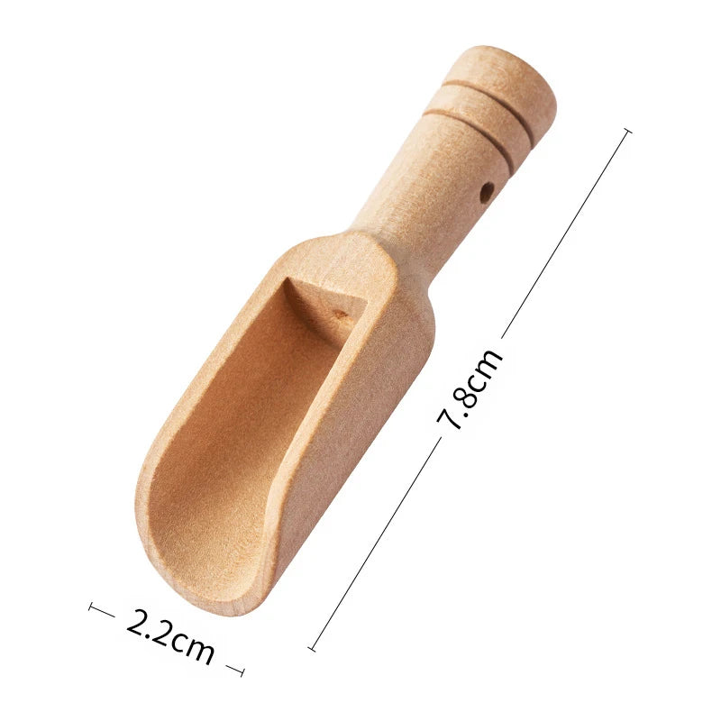 2 Piece Mini Beech Wood Spoons – Small Wooden Spice, Salt & Sugar Scoops – Best for Spice Jars, Salt Pigs & Condiments – Available in Red, Brown & Silver Colours
