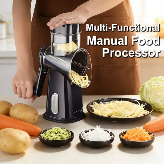 Hand Press Vegetable Chopper – Multi-Blade Slicer, Shredder & Dicer for Onions, Potatoes & Cucumbers – Perfect for Fast, Easy-Clean Meal Prep