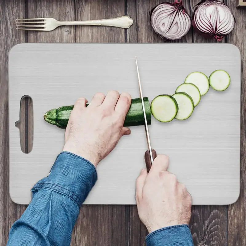 Titanium 304 Stainless Steel Chopping Board – Thickened Double-Sided Food-Grade Cutting Board – Great for Meat, Fruit & Vegetables – Available in 5 Sizes