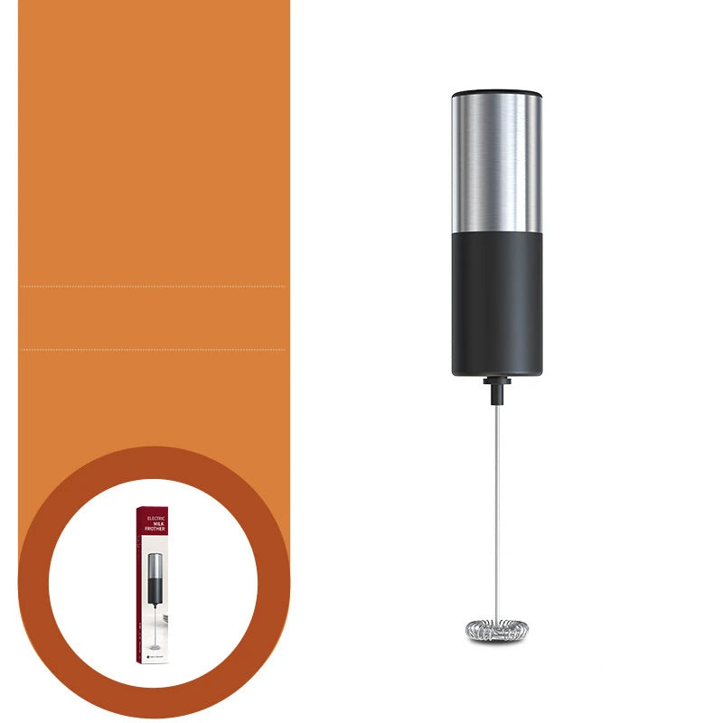 Mini Electric Milk Frother – Portable Handheld Foamer & Drink Mixer – Ideal for Cappuccino, Hot Chocolate & Whisking Eggs – Available in Black and Wood, Black and Silver, Black, Black and Copper & Silver Colours