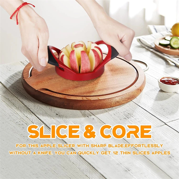 12 Blade Stainless Steel Apple Slicer & Corer – Sharp Apple & Mango Divider – Great for Thin Apple Wedges, Snacks & Lunch Boxes