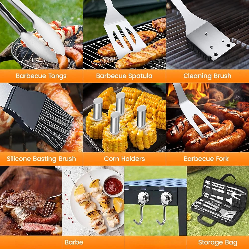 15-Piece Stainless Steel BBQ Grill Tools Set