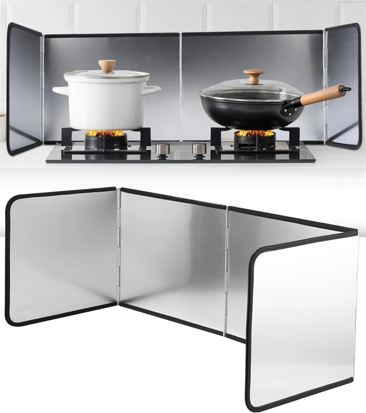 Foldable Stainless Steel Splatter Guard – Hob Oil Splash Board & Heat Shield – Great for Frying on the Stove Top – Available in Multiple Sizes