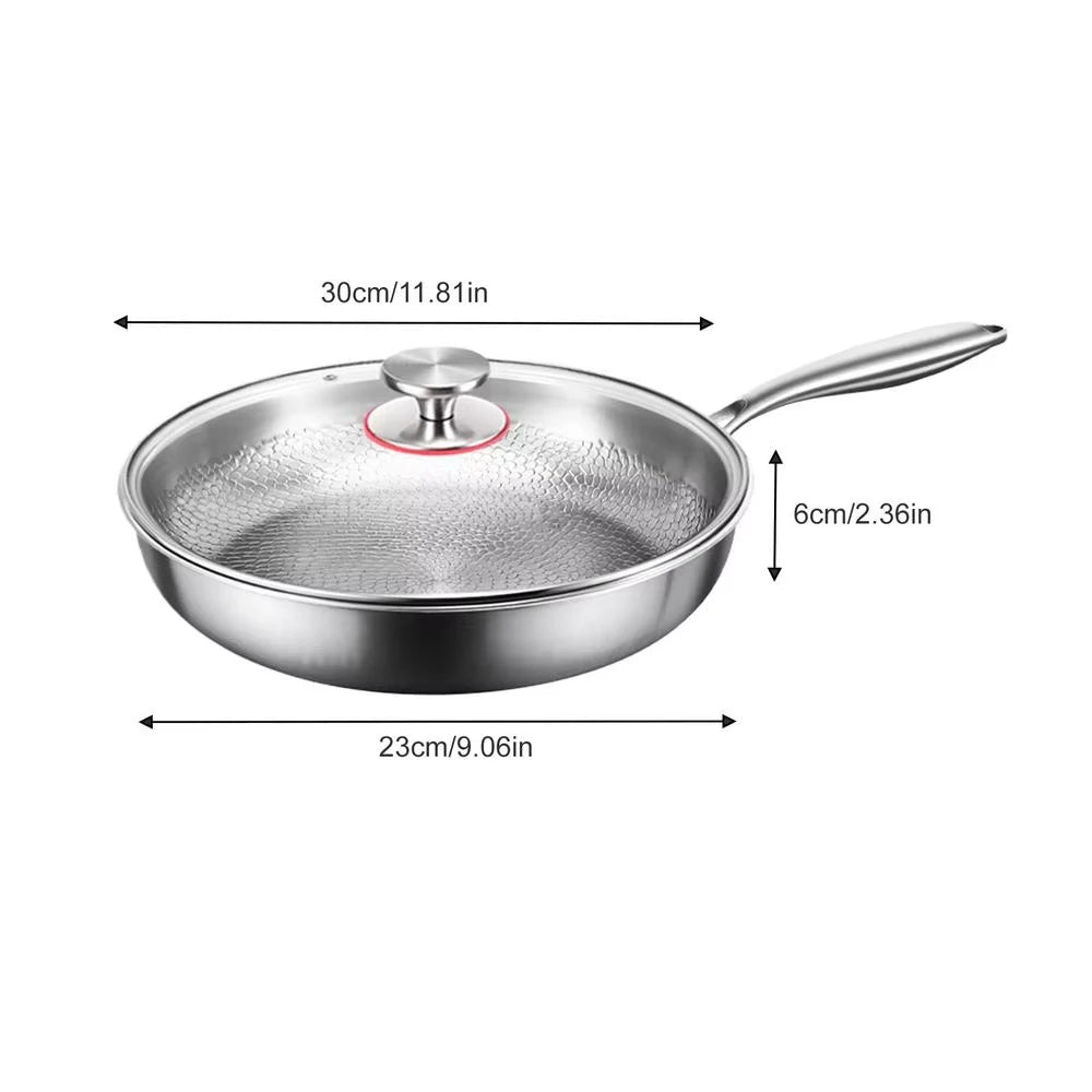 Titanium Fish Scale Hammered Uncoated Non-Stick Frying Pan with Glass Lid – Induction Compatible Steak & Stir-Fry Pan – Ideal for Searing, Frying & Everyday Cooking – Available in 26cm, 28cm & 30cm