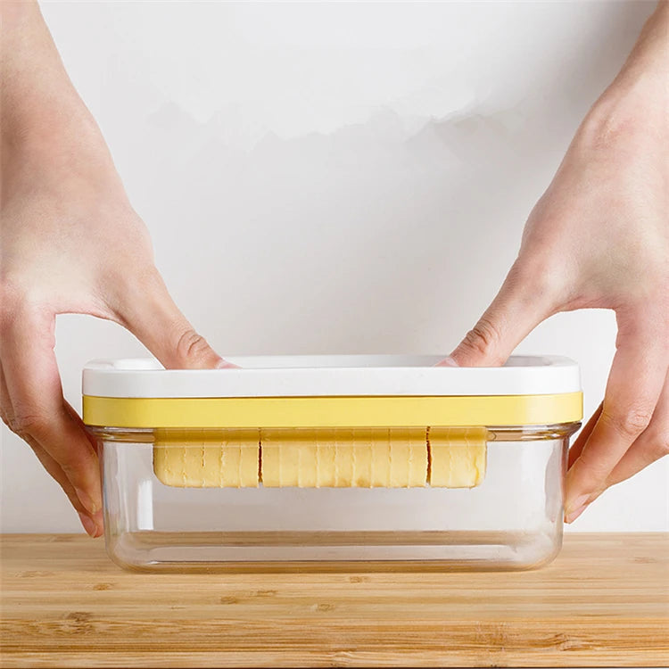 Stainless Steel Butter Dish with Lid & Cutter – Rectangle Butter Keeper & Container – Perfect for Storing & Slicing Butter in the Fridge