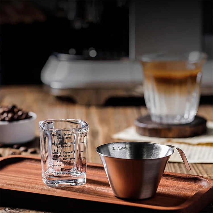 60ml Heavy Glass Espresso Shot Measuring Cup – Square 2oz Barista Shot Glass – Great for Espresso, Coffee & Measuring Liquids
