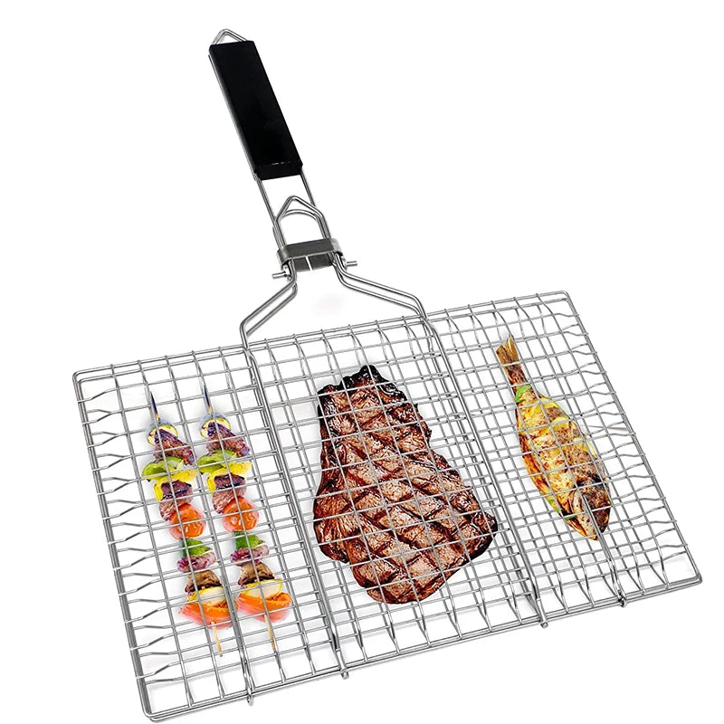 Foldable Stainless Steel BBQ Grill Basket Default Title