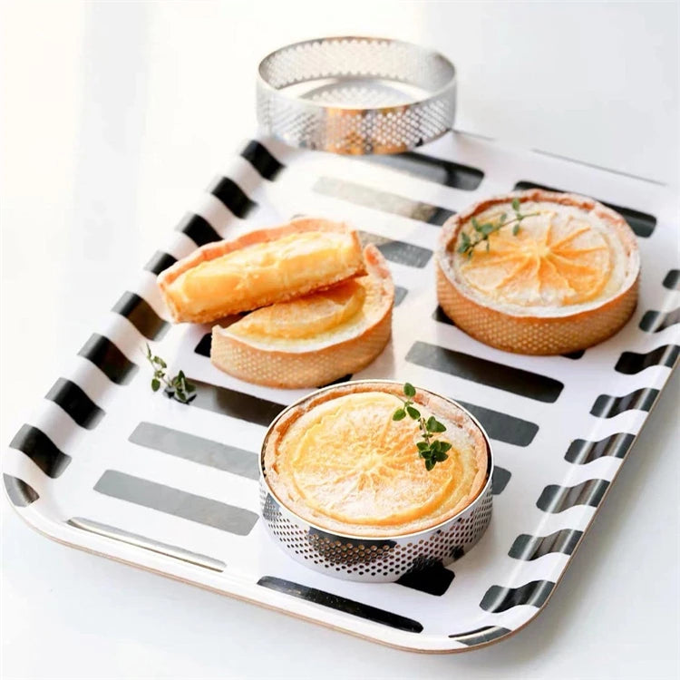 12 Piece Perforated Stainless Steel Tart Rings – Non-Stick Round Cake & Mousse Rings – Ideal for Tarts, Mousse Cakes & Desserts