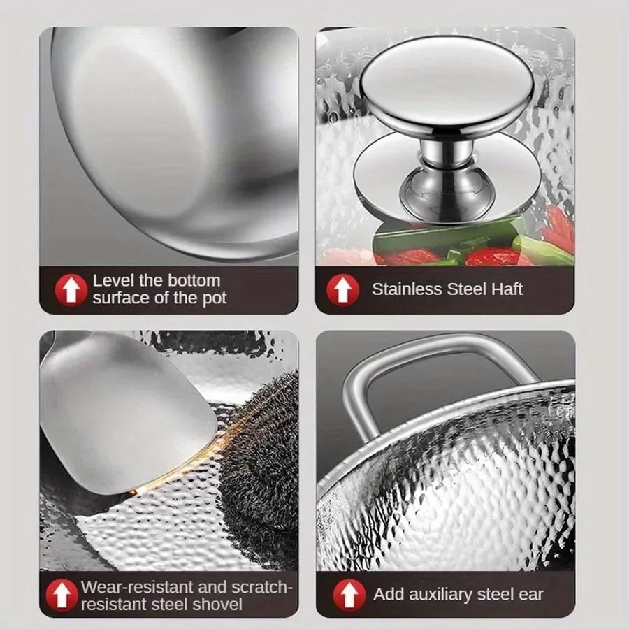 Pure Titanium Wok – Uncoated Round-Bottom Stir-Fry Wok for Concave Induction & Gas Hobs – Ideal for High-Heat Stir-Frying (30cm)