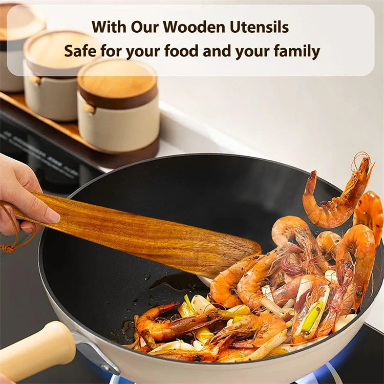 Acacia Wood Flat Cooking Spatula – Wooden Turner for Flipping & Scraping – Great for Nonstick Pans, Stir-Fries & Sautéing
