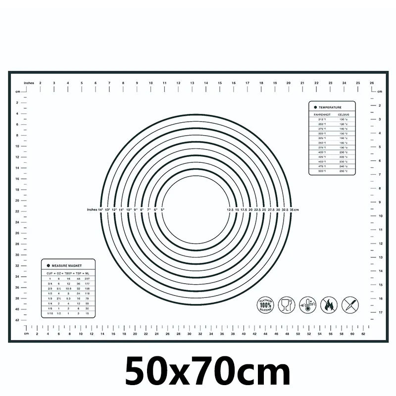 Thick Silicone Baking Mat with Measurements & Raised Edges – Reusable Non-Stick Pastry & Dough Rolling Mat – Great for Kneading, Rolling & Baking – Available in Red & Black Colours