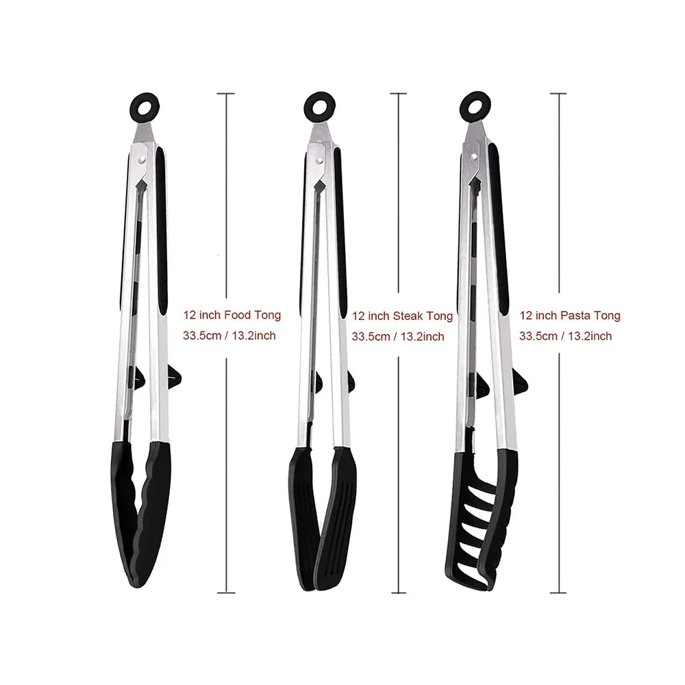 Silicone Kitchen Tongs with Stainless Steel Handle