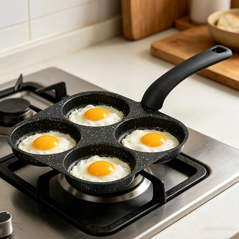 4 Cup Egg Pan – Non-Stick Pancake & Fried Egg Maker for Induction & Gas – Best for Breakfast Muffins, Mini Pancakes & Burgers