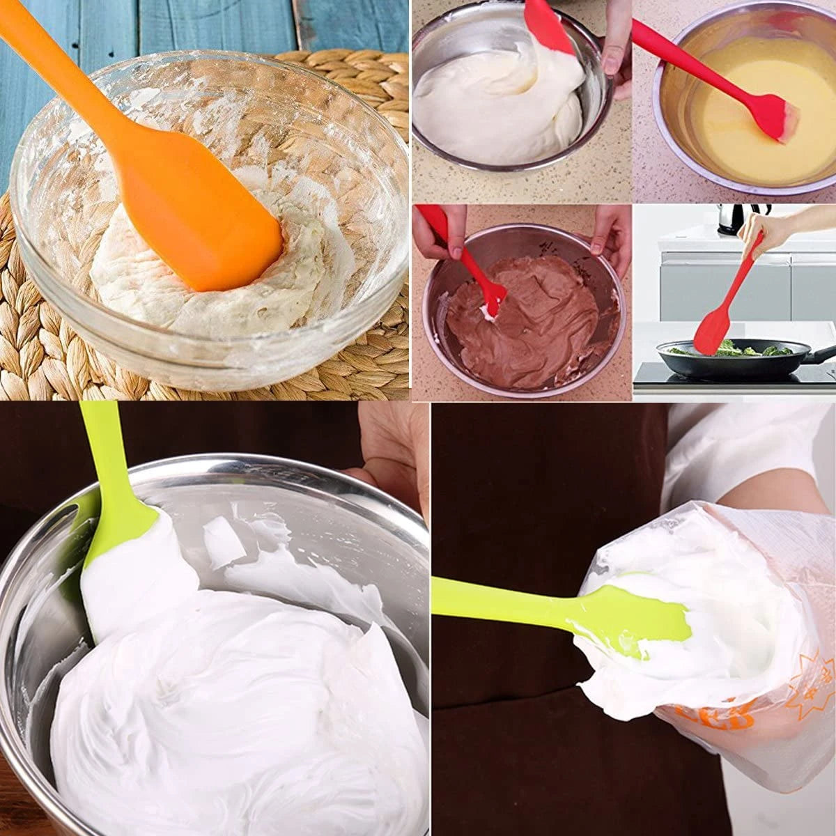 27cm Heat Resistant Silicone Spatula – Flexible Non-Stick Scraper for Baking & Cooking – Ideal for Mixing, Folding & Scraping Bowls – Available in Black, Blue, Orange, Pink, Red & Yellow Colours