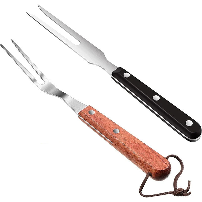 Stainless Steel Meat Forks with Wood Handle black