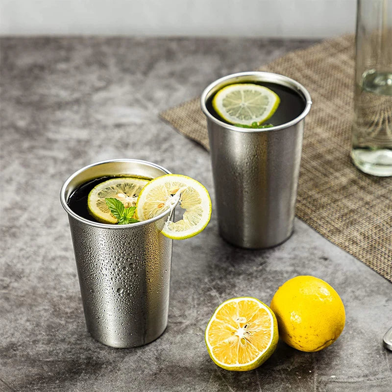 500ml Stainless Steel Stackable Tumbler Cup – Unbreakable Reusable Metal Pint Cup – Best for Water, Milk, Kids & Travel