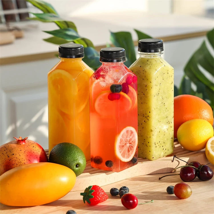 500ml Reusable Plastic Juice Bottles with Tamper-Proof Caps – Clear Drink Containers – Best for Fresh Juice, Smoothies & Picnics – Available in 6 Pieces, 12 Pieces & 18 Pieces