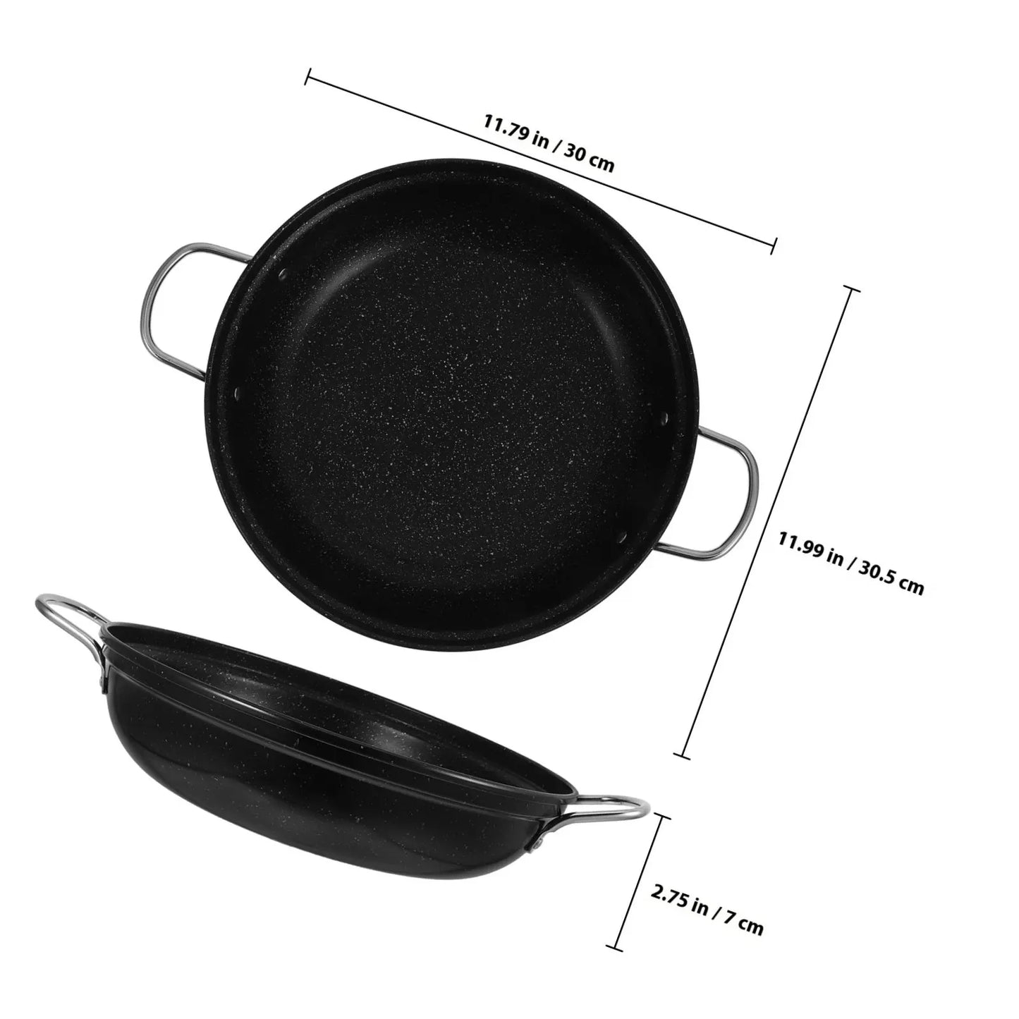 Black Nonstick Wok with Dual Stainless Steel Handles – Ideal for Stir-fries, Fried Rice, Deep-frying, Sauteed Vegetables, Pan-seared Meats, Curries, Seafood and Noodles. Compatible with Gas, Electric and Ceramic Stovetops. Available in Sizes 24cm and 30cm