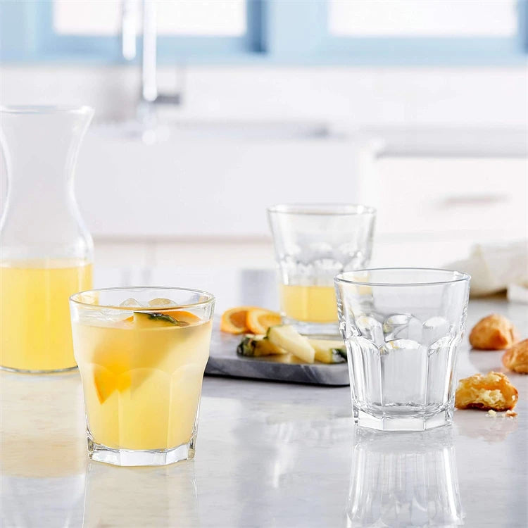 248ml Stackable Square Drinking Glasses – Reusable Glass Tumblers – Ideal for Water, Juice, Milk & Coffee – Available in 1 & 2 Pieces