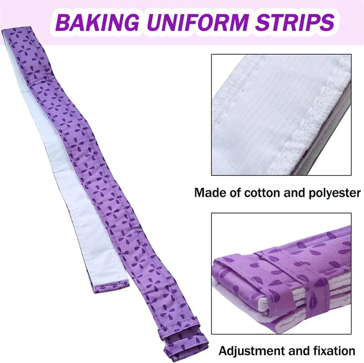Bake Even Cake Pan Strips – Super Absorbent Thick Cotton Baking Strips – Best for Flat, Evenly Baked Cakes