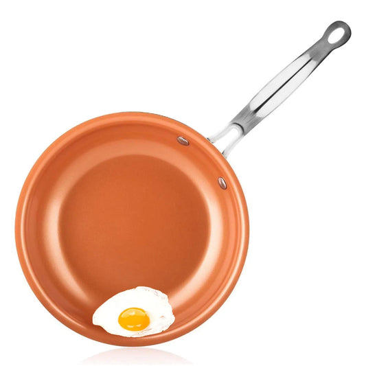 Ceramic Titanium Nonstick Aluminium Frying Pan – Copper Colour Round Egg Pan & Skillet – Best for Eggs, Omelettes, Steak & Fish – Available in 20cm, 24cm & 28cm