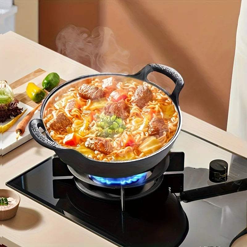 Cast Iron Wok with Dual Handles – Grilling Wok for Oven, Hob & BBQ – Great for Stir-Fries, Grilled Vegetables & Outdoor Cooking