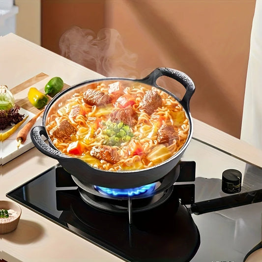 Cast Iron Wok with Dual Handles – Grilling Wok for Oven, Hob & BBQ – Great for Stir-Fries, Grilled Vegetables & Outdoor Cooking