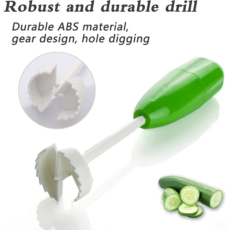 4 Piece Vegetable Corkscrew Carver Set – Replaceable Spiral Cutter Heads & Vegetable Hole Digger – Perfect for Stuffed Vegetables & Garnishes
