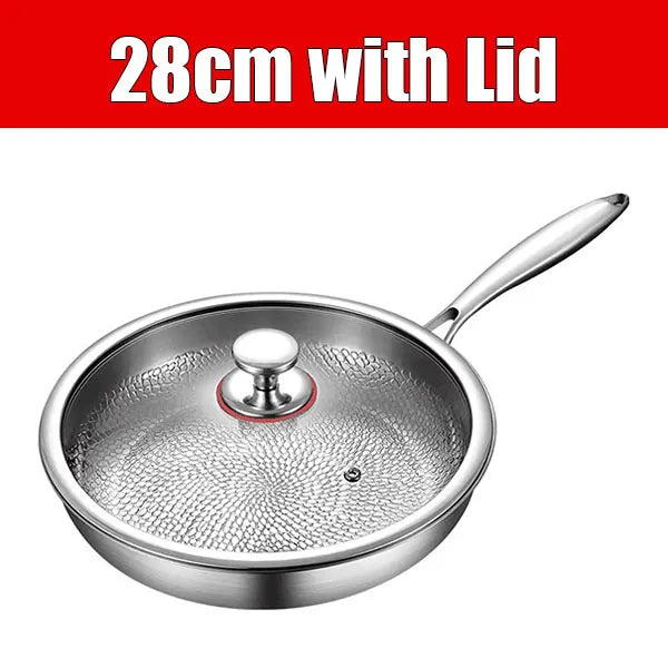 Stainless Steel Hammered Frying Pan 28cm with Lid