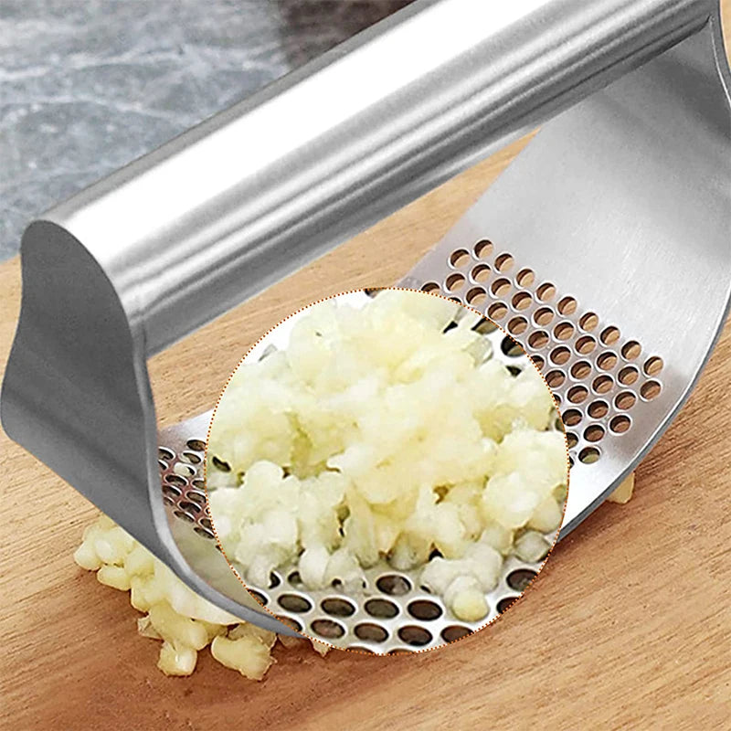 Stainless Steel Garlic Rocker Press – Manual Garlic & Ginger Crusher & Mincer – Best for Quick Minced Garlic – Available in Black & Silver