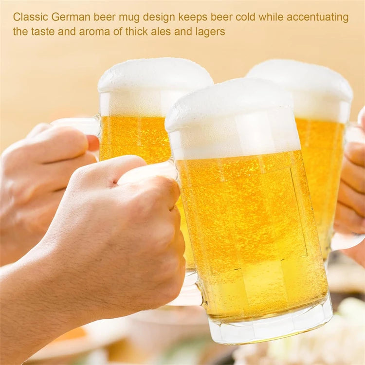 500ml Clear Dimpled Glass Mug with Handle – Durable Glass Drinking Stein – Perfect for Water, Juice, Milk & Iced Coffee