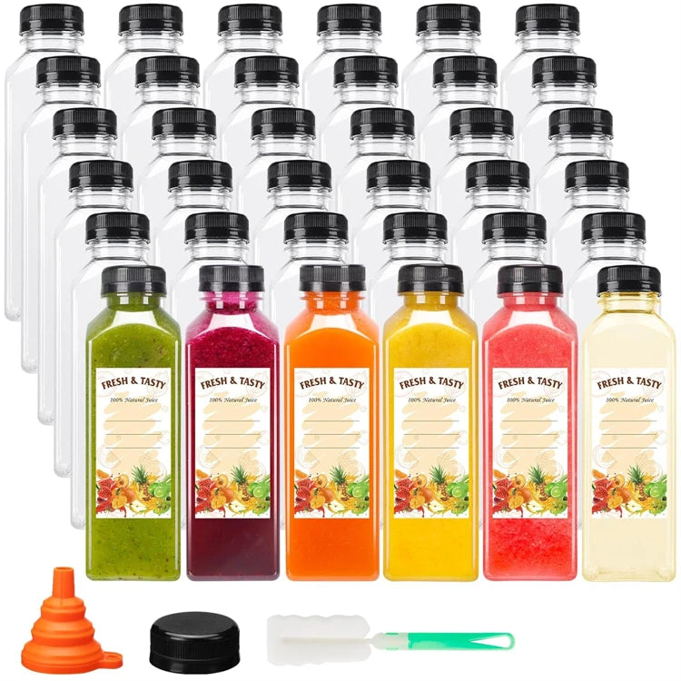 500ml Reusable PET Juice Bottles with Caps – BPA-Free Clear Drinks Containers – Perfect for Juicing, Smoothies, Milk & Cold Drinks – Available in Green, Blue & Black Colours