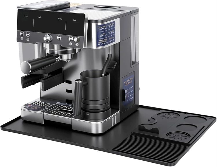 Silicone Espresso Machine Coffee Mat with Detachable Tamping Mat – Anti-Slip Heat Resistant Coffee Bar Mat – Ideal for Home Coffee Stations