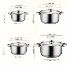 Stainless Steel Stock Pot Set with Lids – 4-Piece Cookware Set