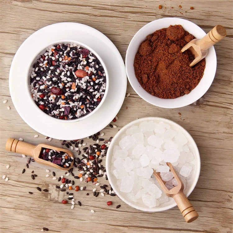 2 Piece Mini Beech Wood Spoons – Small Wooden Spice, Salt & Sugar Scoops – Best for Spice Jars, Salt Pigs & Condiments – Available in Red, Brown & Silver Colours